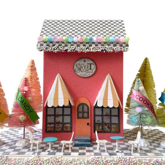 Brand New Mackenzie-Childs Calico Paper Illuminated Sweet Shop - Picture 8 of 16